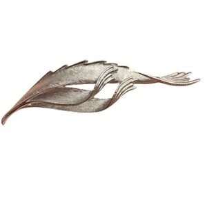 Vintage Crown Trifari Signed‎ Silver Tone Abstract Brooch Pin 3.25'' Art Nouveau
